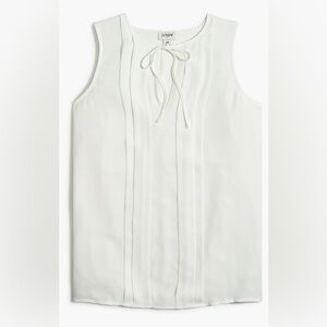 J. Crew Sleeveless White Pleated Necktie Blouse Women’s‎ Sz M Business Classic